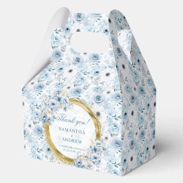 Chic Watercolor Light Blue Guld Wedor Favor Box Presentaskar
