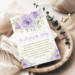 Chic Watercolor Lila Blommigt Girl Baby Shower Tilläggskort