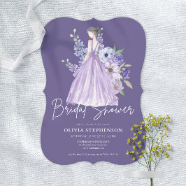 Chic Watercolor Lila Flower Script Möhippa Inbjudningar