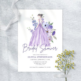 Chic Watercolor Lila Flower Script Möhippa Inbjudningar