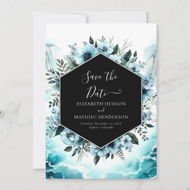 Chic Watercolor Nautical Bröllop Spara Datumet (Framsida)
