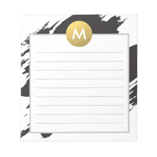 Chic Watercolor och Guld Monogram Anteckningsblock