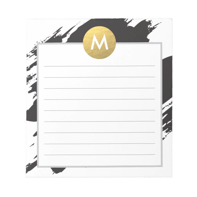 Chic Watercolor och Guld Monogram Anteckningsblock (Framsida)