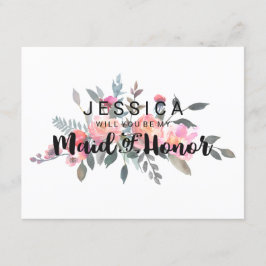 Chic Watercolor Peony blir min Maid of honor Inbjudningar
