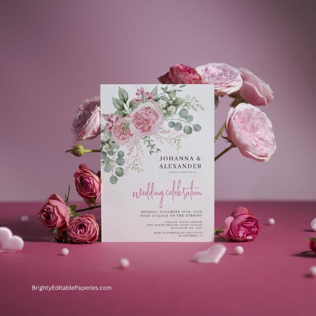 Chic Watercolor Peony Elegance bröllopsinbjudan Inbjudningar (Elegance unfolds in every petal. Customize your love story with our Chic Watercolor Peony invite.)