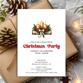 Chic Watercolor Pine Wreath Berry Christmas Invite Inbjudningar