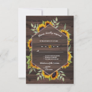 Chic Watercolor Solblommor Old Barn Bröllop OSA Kort
