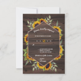 Chic Watercolor Solblommor Old Barn Bröllop OSA Kort
