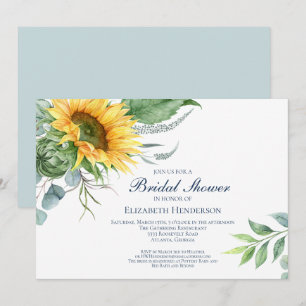 Chic Watercolor Solros Greenery Möhippa Inbjudningar