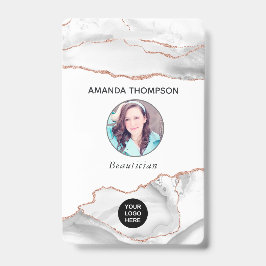 Chic Watercolor White och Ro Guld Agate Business