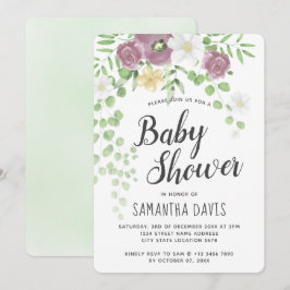 Chic Watercolor Wildblommor Garden Baby Shower Inbjudningar