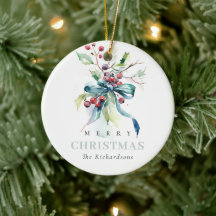 Chic Watercolor Winter Berries jul Photo