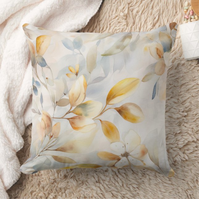 Chic Watercolor Yellow Cream Blue Kudde (Filt)