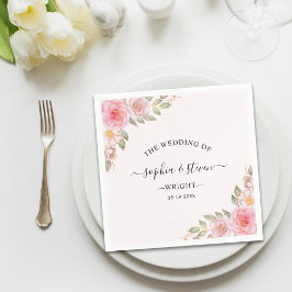 Chic Wedding Party with Pink Watercolor and Gold  Pappersservett
