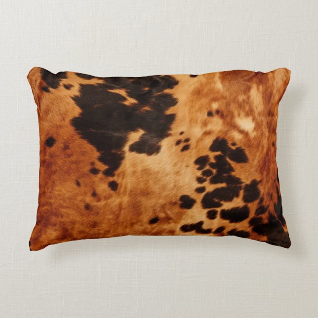 Chic Western Brown Cowhide Prydnadskudde (Framsidan)
