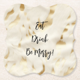 Chic Western Guld White Cream Cowhide Underlägg Papper