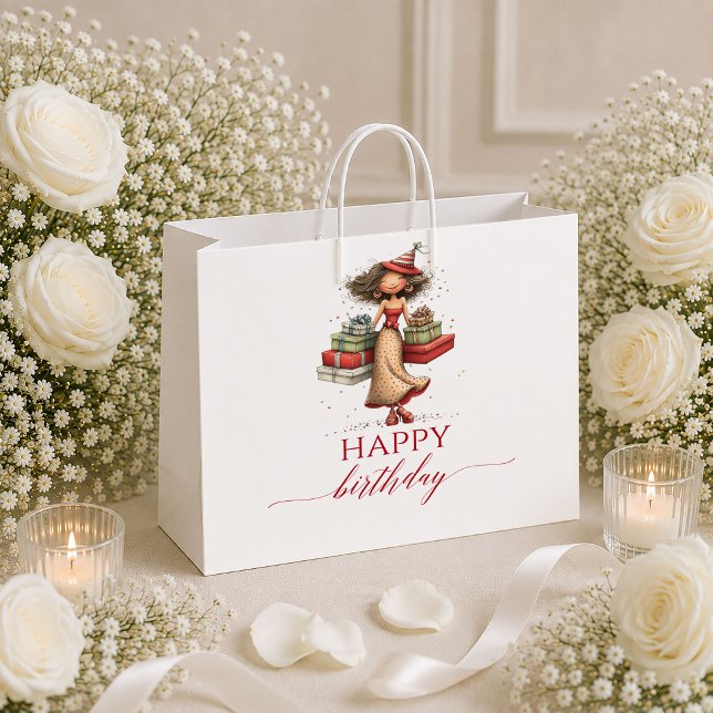 Chic Whimsical Kvinna Mörkröd Script presentpåse (Chic Whimsical Woman Deep Red Script gift bag

)