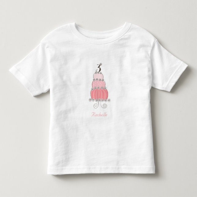 Chic Whimsical Rosa Cake Girl's 3rd Birthday Party Tröja (Framsida)