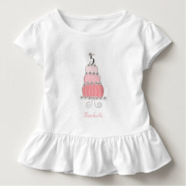 Chic Whimsical Rosa Cake Girl's 5th Födelsedagsfes T Shirt