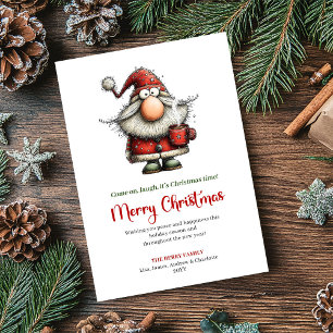 Chic Whimsical Tomte Klassisk Festiv Julkort