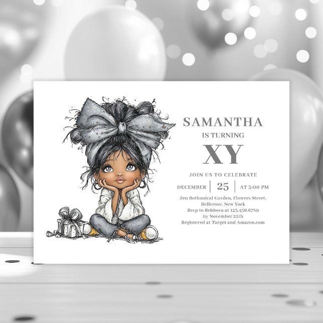 Chic Whimsical Tonårsflicka Födelsedagsinbjudan Gu Inbjudningar (Chic Whimsical Teen Girl Birthday Gold invitation)