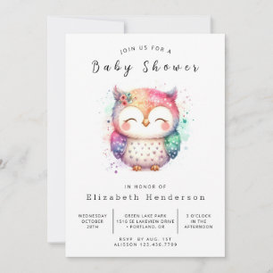 Chic Whimsical Uggla Baby Shower Inbjudningar