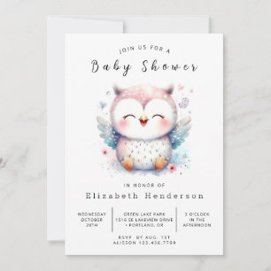 Chic Whimsical Uggla Baby Shower Inbjudningar