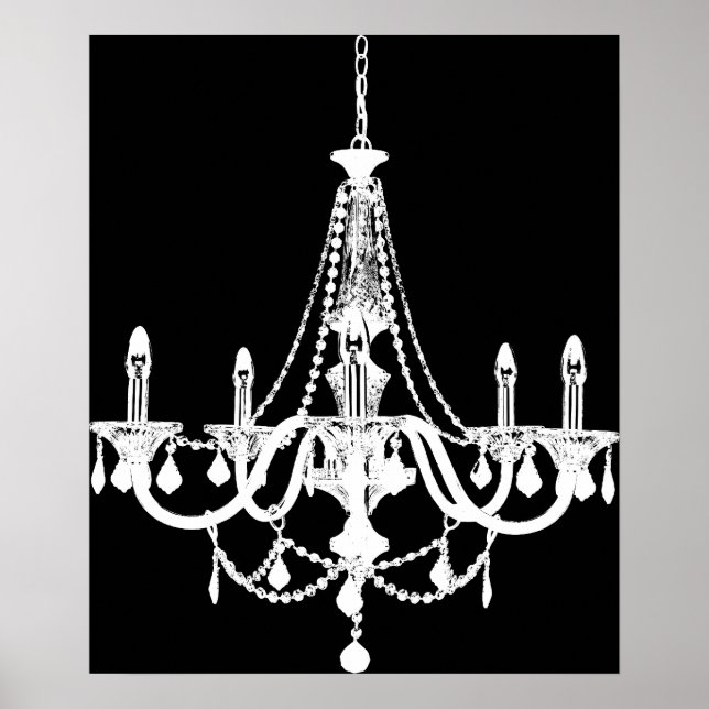 Chic White and Black Chandelier Poster (Framsidan)