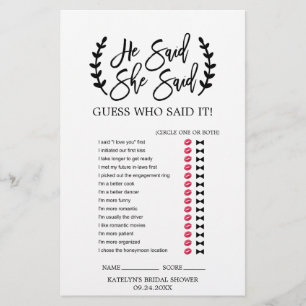 Chic White Black Grenar: "Han sa att hon sa "spel" Flygblad