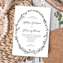 Chic White Black Rustic Wildblomen Wandeans Bröllo