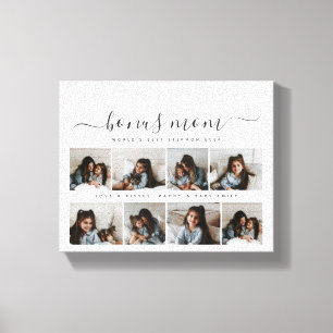 Chic White Black Script Photo Stepmamma Mors dag Canvastryck