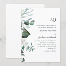 Chic White Blommigt och Greenery Monogram Bröllop