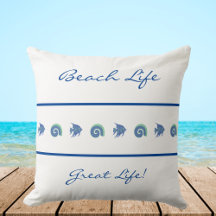 Chic White Blue Rand Sea Life Beach House