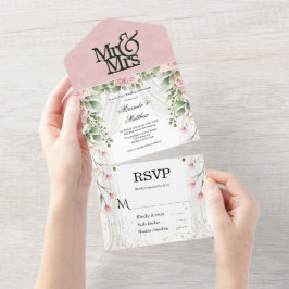 Chic White Canopy Rosa Watercolor Blommigt Bröllop