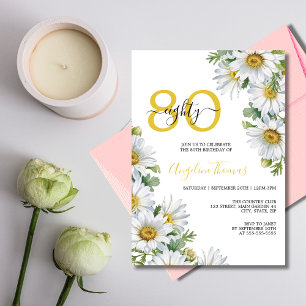 Chic White Daisy Blommigt Greenery Birthday Inbjudningar