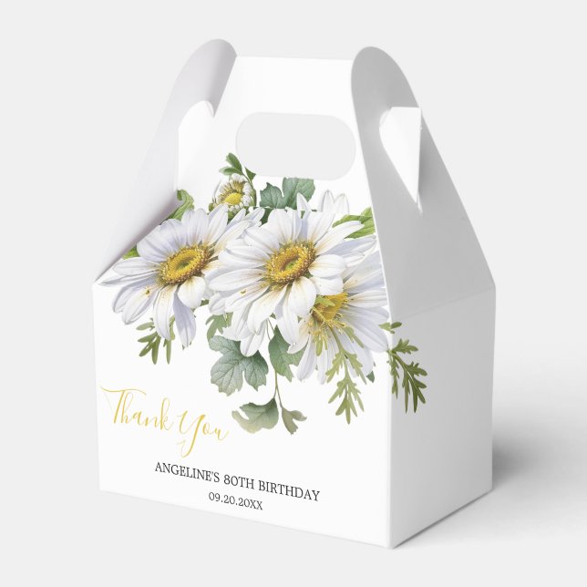 Chic White Daisy Blommigt Greenery Birthday Presentaskar (Framsidan Sidan)
