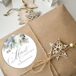 Chic White Dusky Grönt Merriest jul Foliage Runt Klistermärke