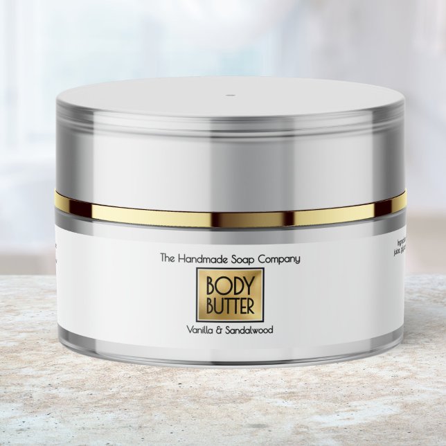 Chic White Gold Body Butter Jar Label  Etikettband (Skapare uppladdad)