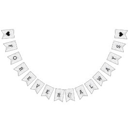 Chic White & Grått Marble Bröllop Forever Vimplar