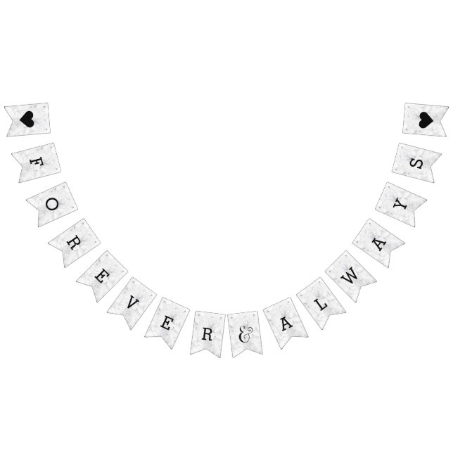 Chic White & Grått Marble Bröllop Forever Vimplar (Alla)