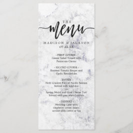 Chic White & Grått Marble Bröllop Menu Meny