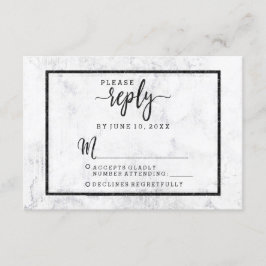 Chic White & Grått Marble Bröllop Reply OSA