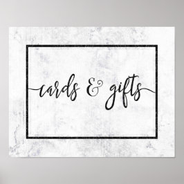 Chic White & Grått Marble Bröllopskort & Gifts Poster