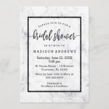 Chic White & Grått Marble Inbjudningskort för möhi