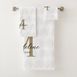 Chic White Guld Anahaw Löv-skript, Monogram