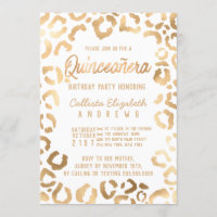 Chic White Guld Cheetah Leopard Quinceañera
