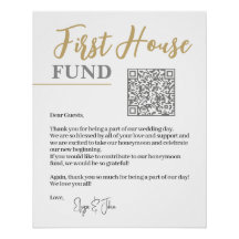 Chic White & Guld Elegant QR Code First House Fund