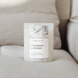 Chic White Guld Grått Marble Candle produktetikett Fraktsedel