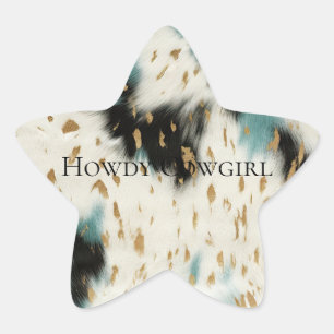 Chic White Guld Turcos Black Cowhide Stjärnformat Klistermärke