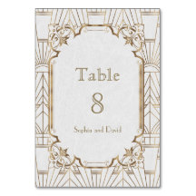 Chic White Guld Underbar Gatsby Art Deco BORDSNUMM